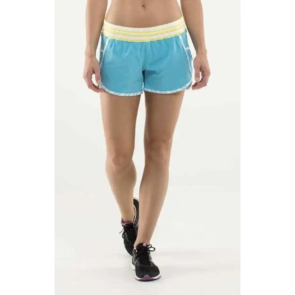 🏃 Lululemon Run: Track Attack Short | Spry Blue / Twin Stripe Spry Blue |‎ Sz 8 - Picture 1 of 6